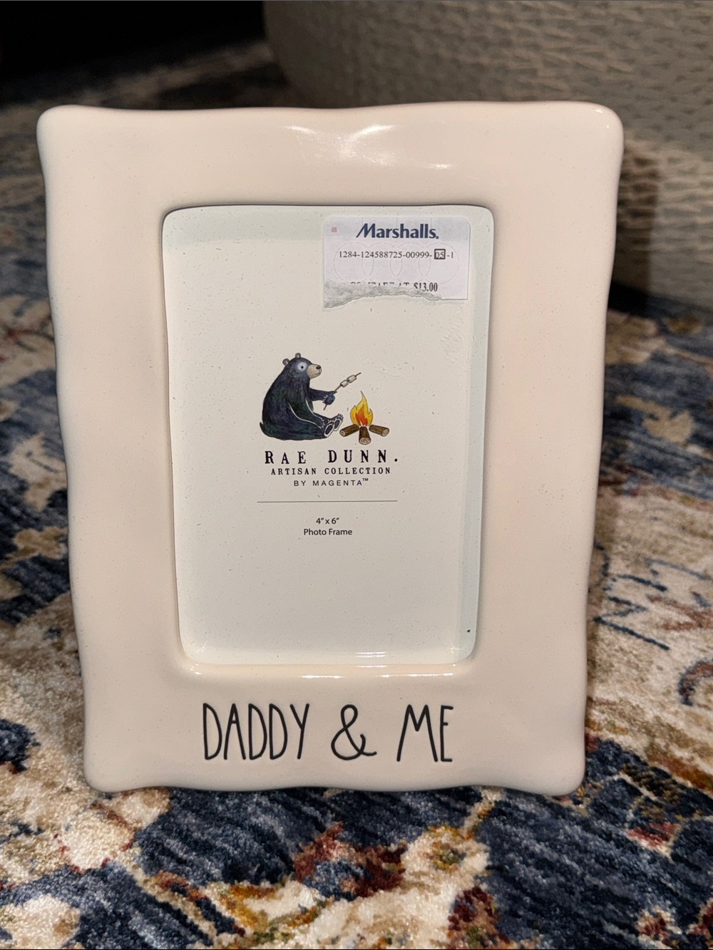 NWT Rae Dunn White Ceramic "Daddy & Me" Photo Picture Frame 4x6 FATHERS DAY